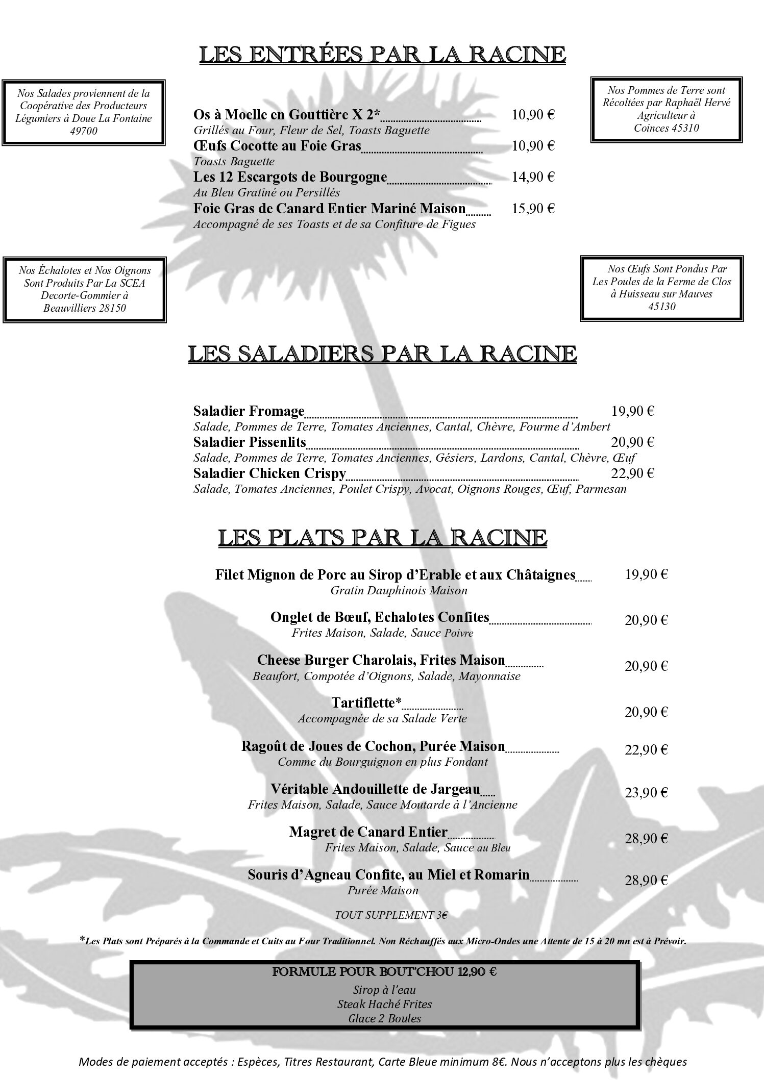 carte restaurant traditionnel français fait maison